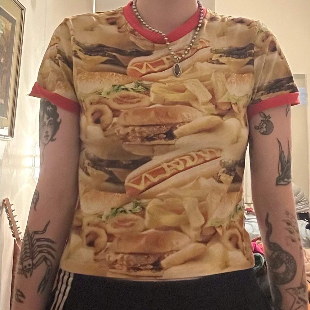 Burger and Fries Print Women's Top